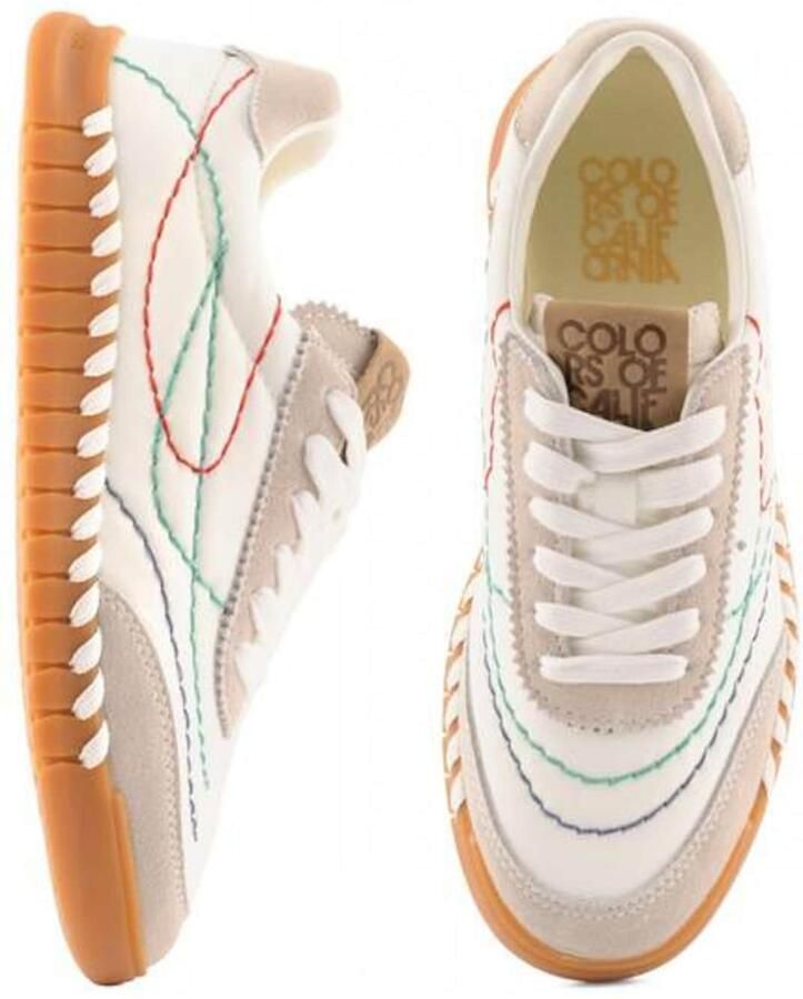COLORS OF CALIFORNIA Sneakers laag lichtbeige groen rood wit - Foto 2