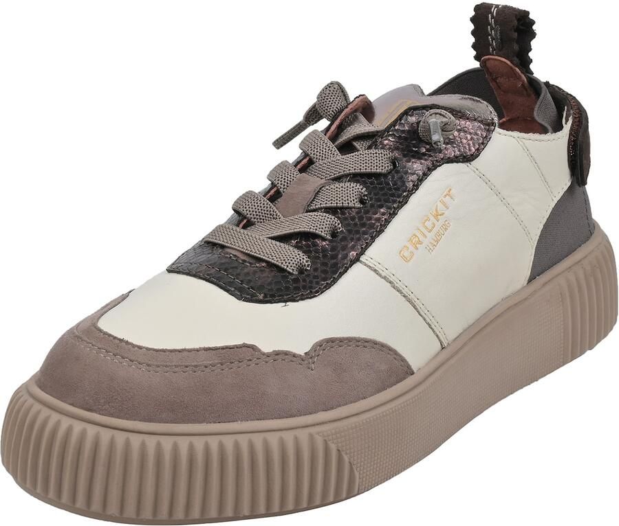 Crickit Sneakers laag 'Paria' lichtbeige brokaat donkerbruin donkergrijs