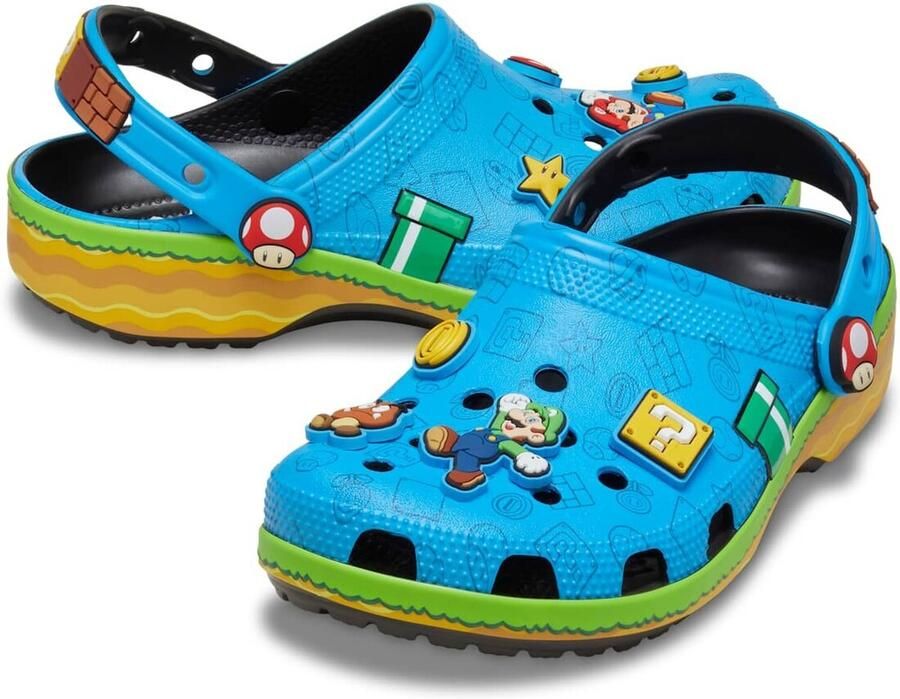 Crocs Clogs 'Super Mario' azuur geel lichtgroen rood - Foto 5
