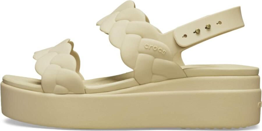 Crocs Brooklyn Dames Sandalen Woven Upper Lage Sleehak CHAI