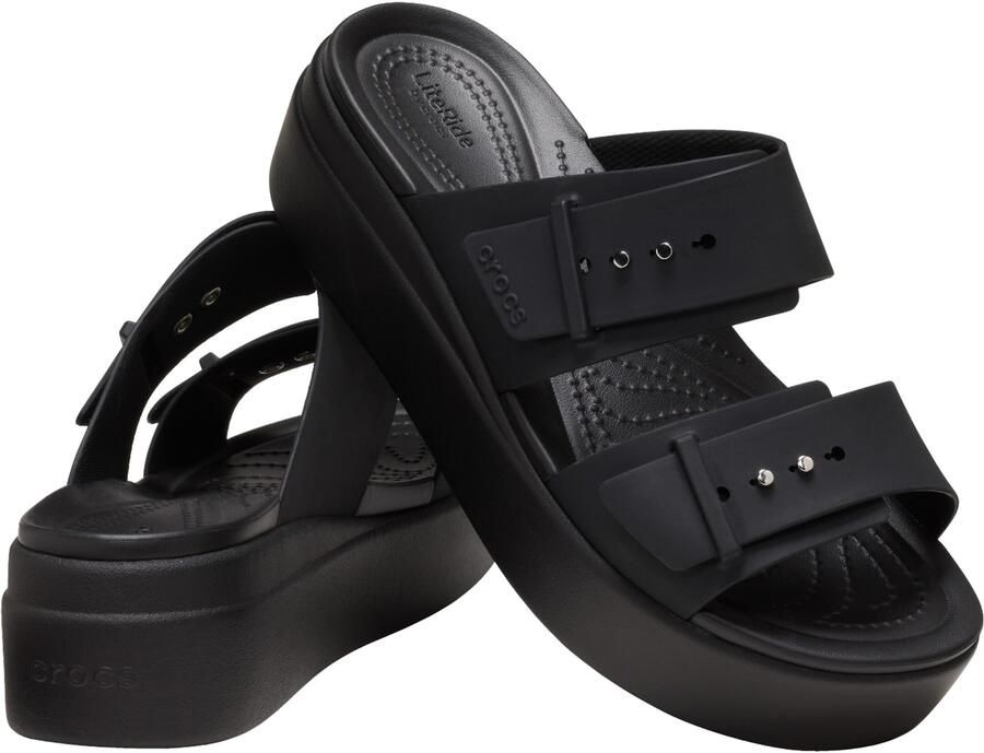 Crocs Slippers Brooklyn Low Wedge plateau zomerschoen pantoffels met gespsluiting - Foto 7