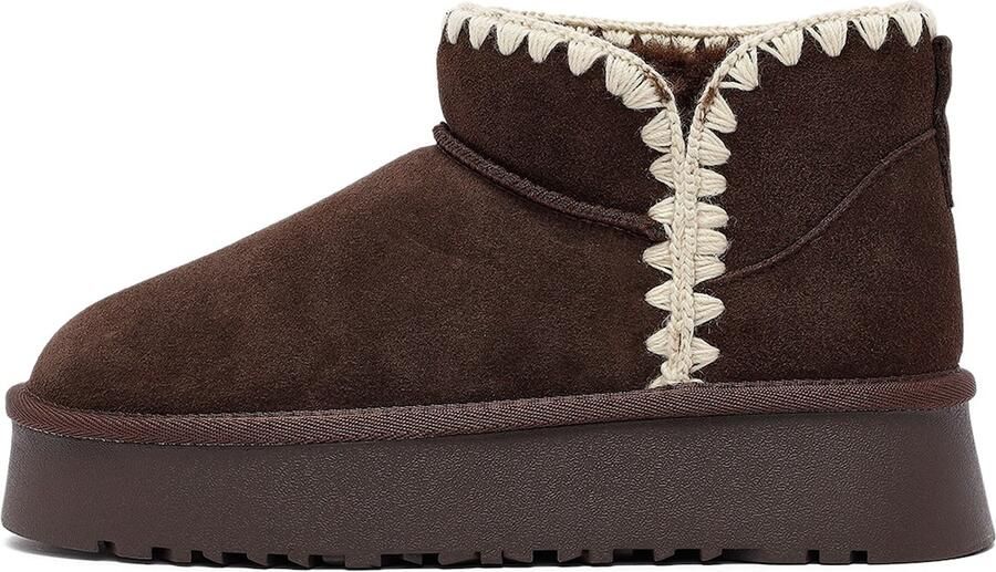 Derimod Enkellaarsje bruin offwhite