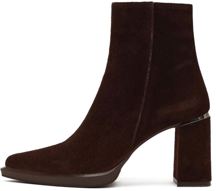 DERIMOD Heeled Ankle Boots Suede Leather Heeled Ankle