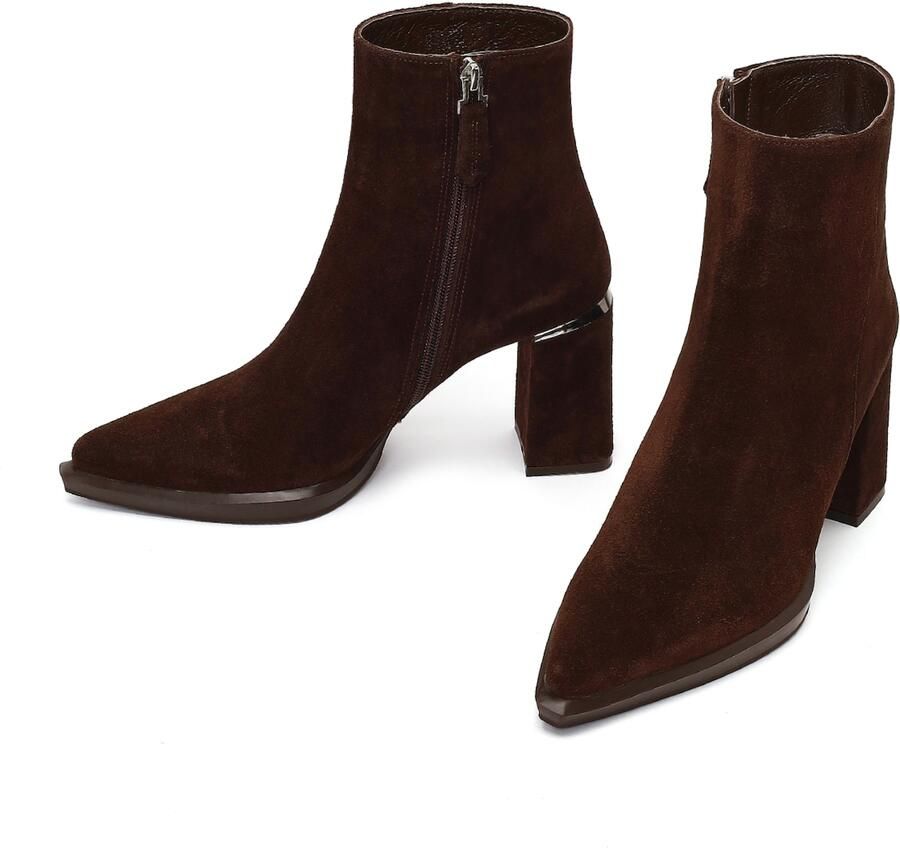 DERIMOD Heeled Ankle Boots Suede Leather Heeled Ankle - Foto 2