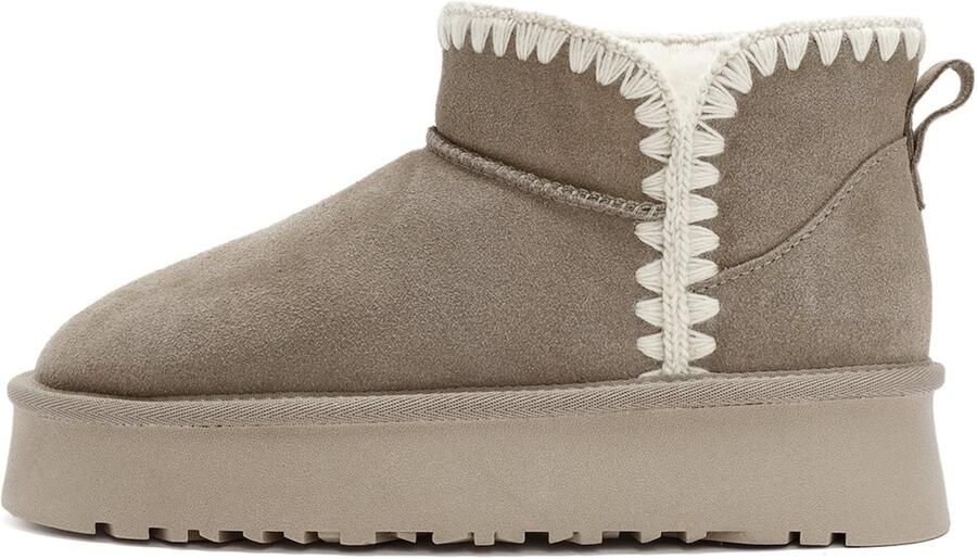 Derimod Enkellaarsje taupe wit