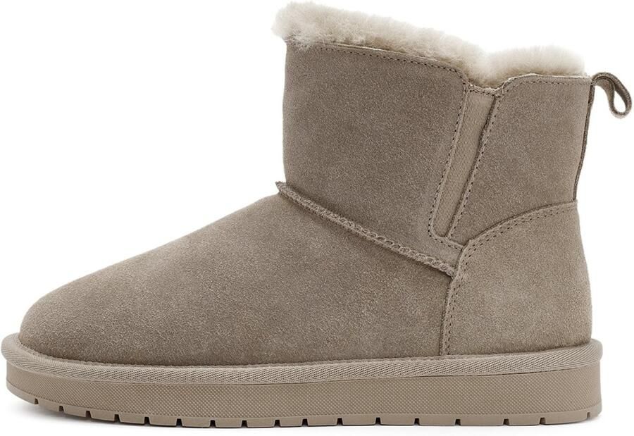 Derimod Enkellaarsje taupe wolwit