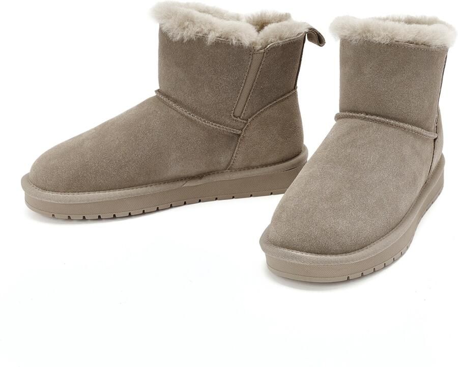 Derimod Enkellaarsje taupe wolwit - Foto 2