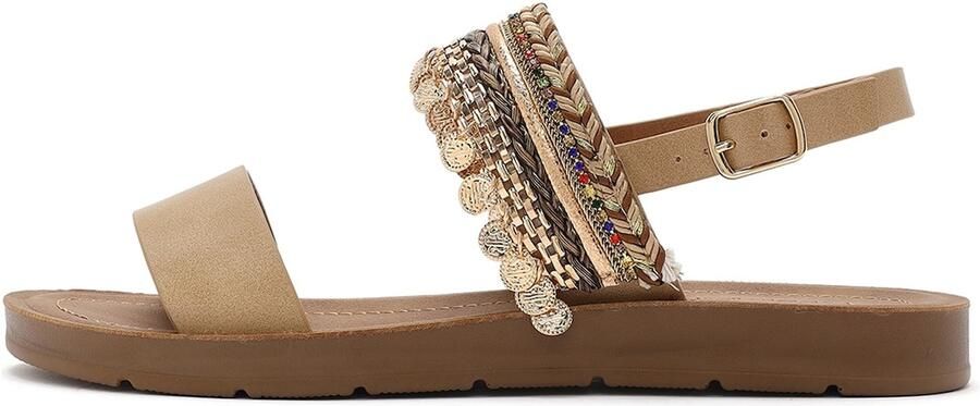 Derimod Sandalen met riem beige bruin goud