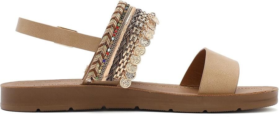 Derimod Sandalen met riem beige bruin goud - Foto 4