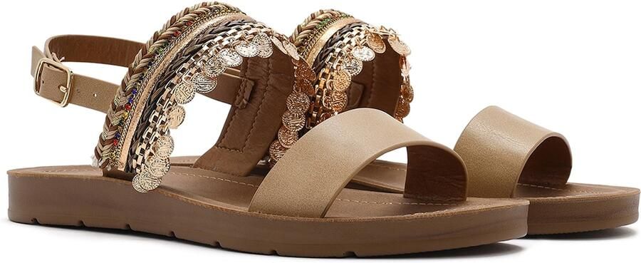 Derimod Sandalen met riem beige bruin goud - Foto 5