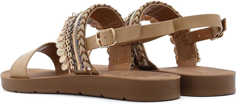 Derimod Sandalen met riem beige bruin goud - Foto 3