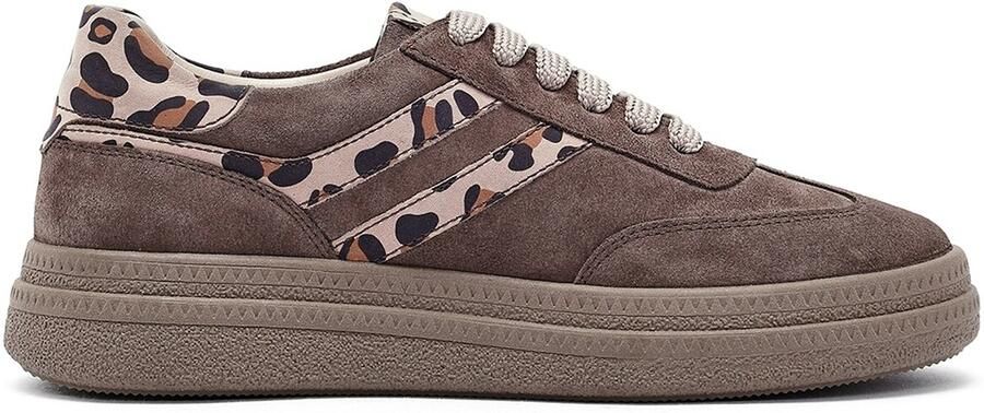 Derimod Sneakers laag taupe ombergrijs lichtbruin zwart - Foto 5