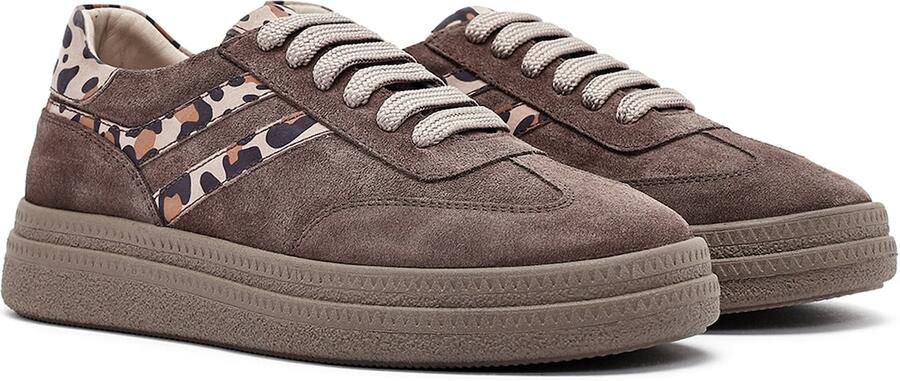Derimod Sneakers laag taupe ombergrijs lichtbruin zwart - Foto 2