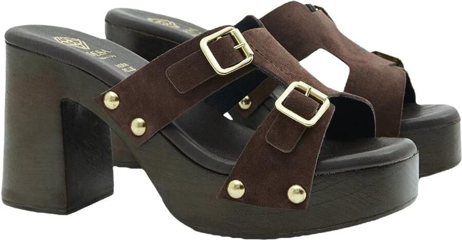 Desa Huisschoenen 'Plattformrutschen' bruin