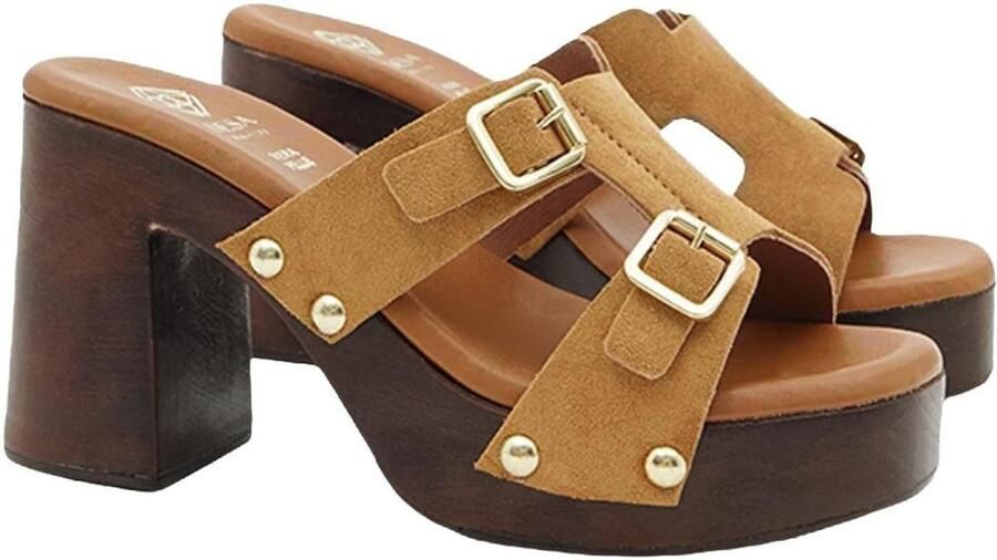 Desa Huisschoenen 'Plattformrutschen' lichtbeige
