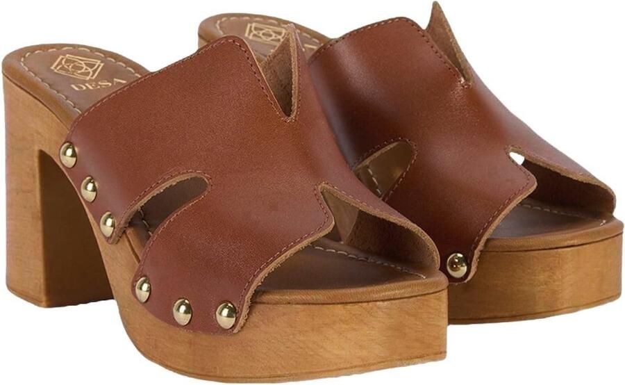 Desa Huisschoenen 'Plattformrutschen' kastanjebruin