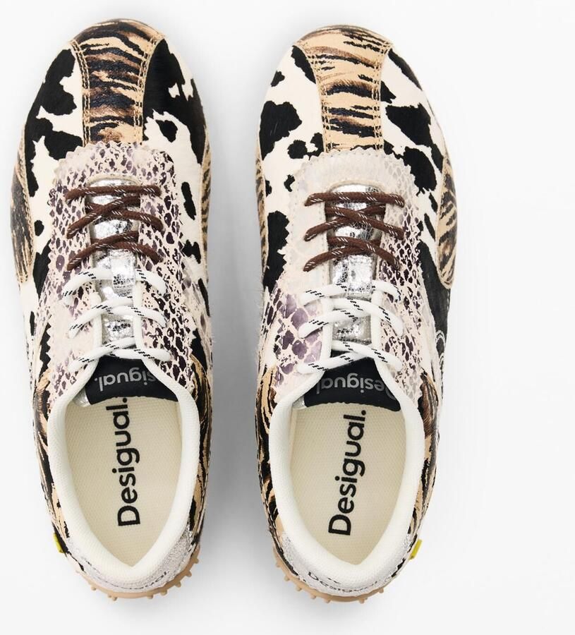 Desigual Sneakers laag camel chocoladebruin zwart wit - Foto 3