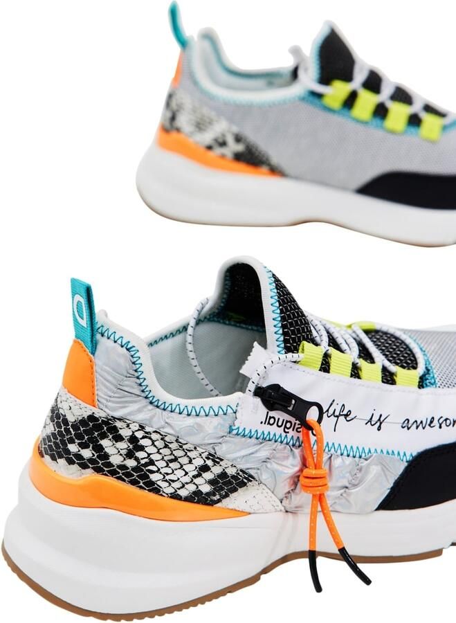 Desigual Moon Zipper Snake sneakers met veters - Foto 4