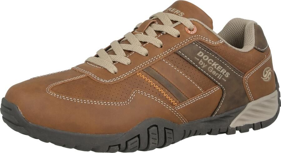 Dockers by Gerli Sportieve veterschoen cognac grijs