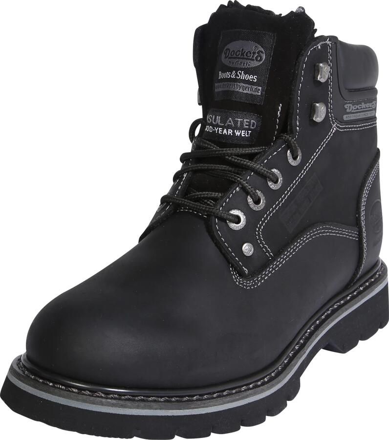 Dockers by Gerli Heren Winter Laarzen Schoenen Boots Gevoerd Leer Zwart 23DA104