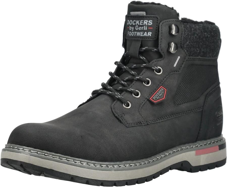 Dockers by Gerli Dockers Heren Veterlaarzen Gevoerd Vetersluiting Rits Zwart - Foto 5