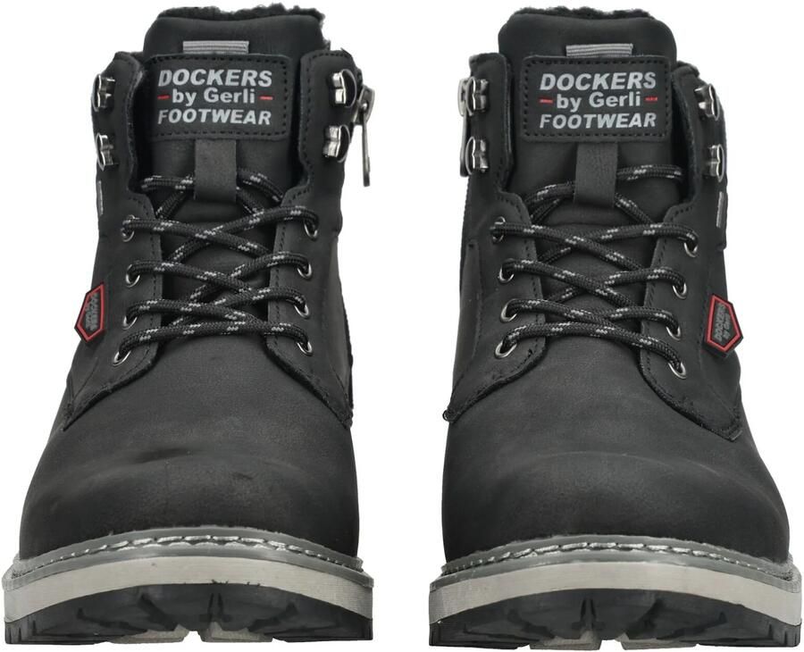 Dockers by Gerli Dockers Heren Veterlaarzen Gevoerd Vetersluiting Rits Zwart - Foto 6
