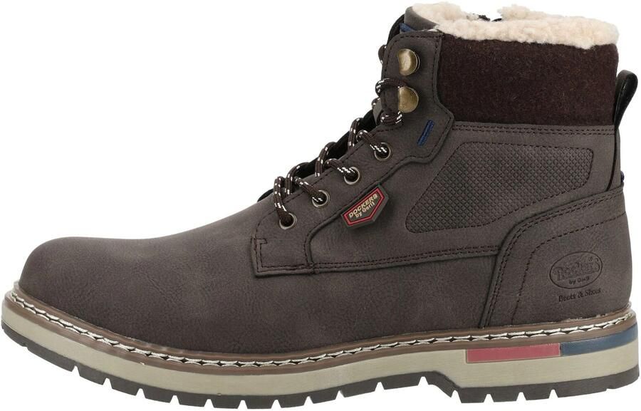 Dockers by Gerli Dockers Heren Veterlaarzen Gevoerd Vetersluiting Rits donkerbruin - Foto 6