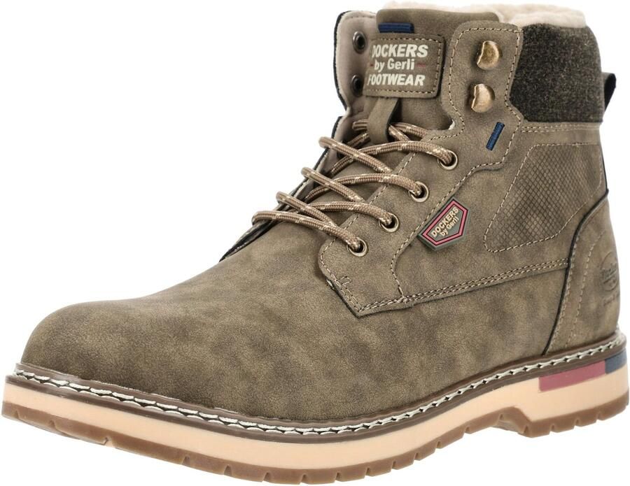 Dockers by Gerli Dockers Heren Veterlaarzen Gevoerd Vetersluiting Rits Khaki - Foto 2