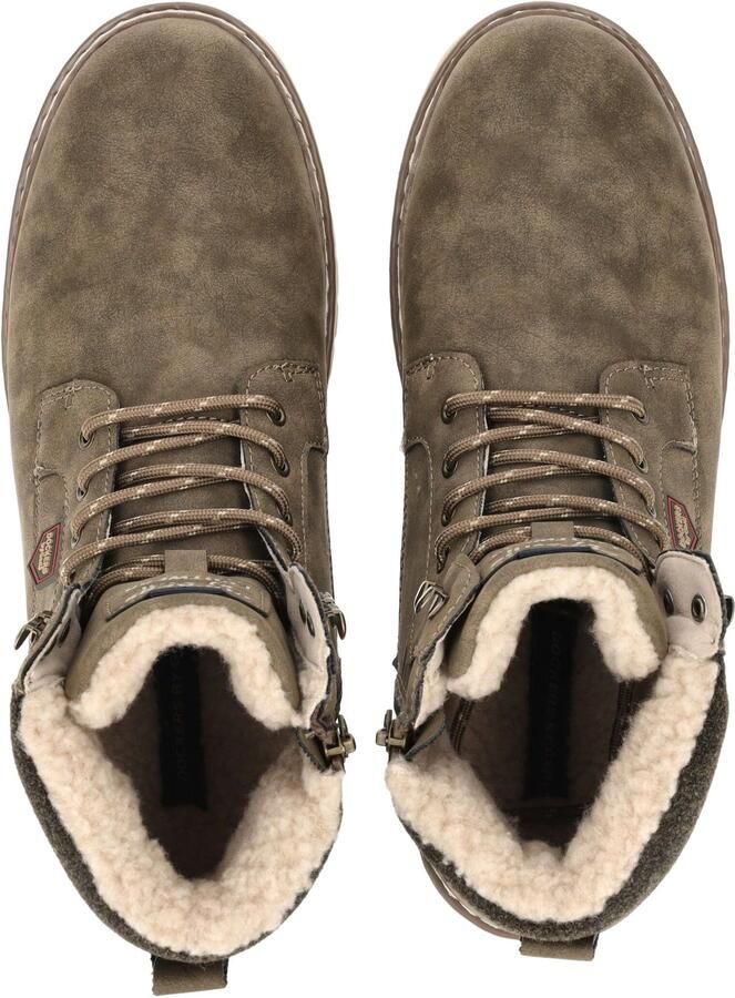 Dockers by Gerli Dockers Heren Veterlaarzen Gevoerd Vetersluiting Rits Khaki - Foto 5