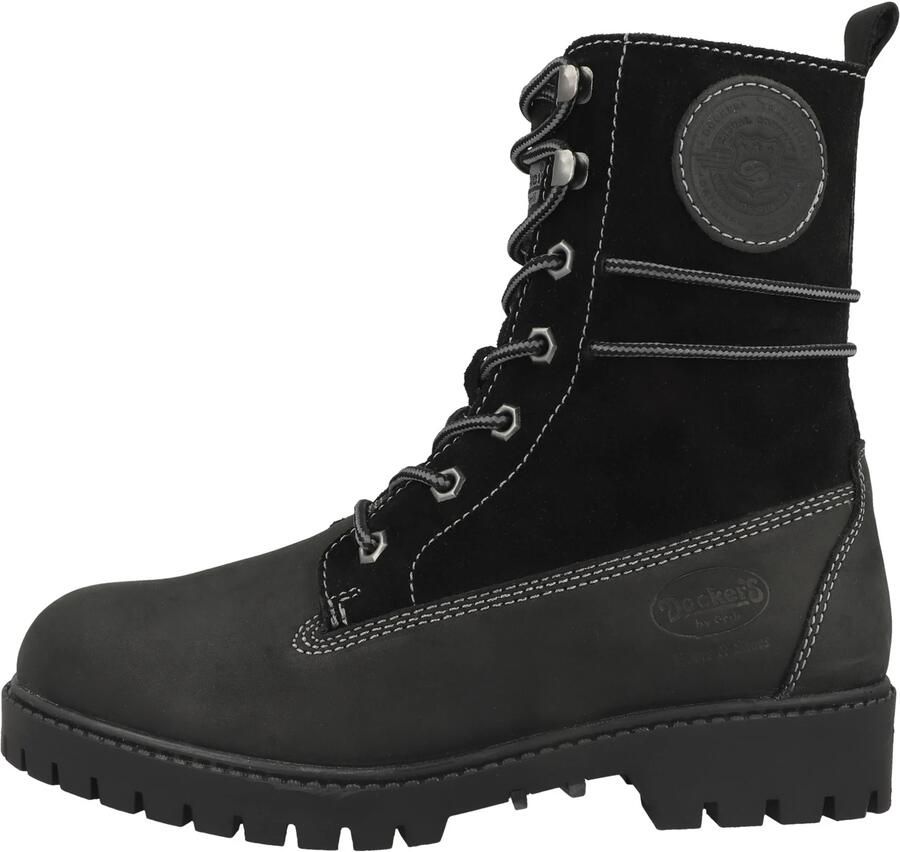 Dockers by Gerli Schnürboots Geveterde laarzen zwart Leer Rock wear