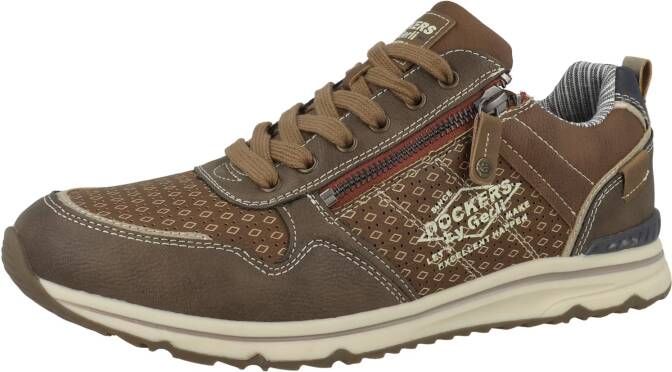 Dockers by Gerli Zip Trainers Low Bruin Sneakers bruin Leer Heren Basics Street wear - Foto 4