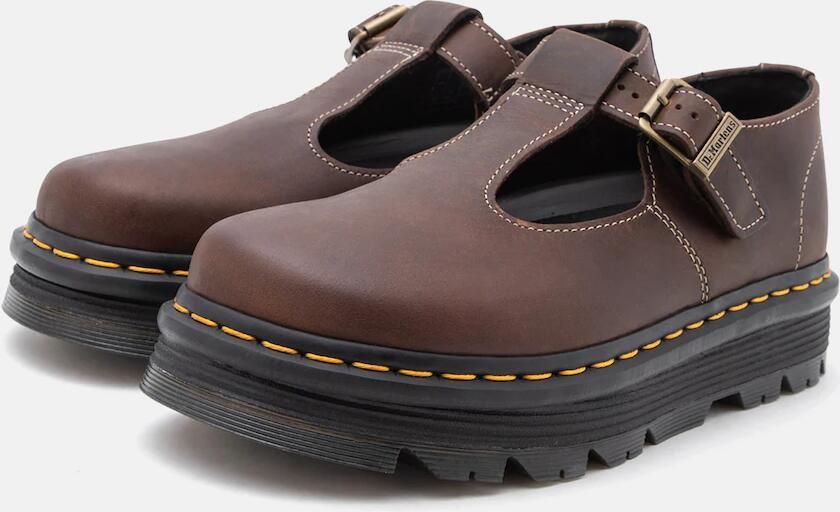 Dr. Martens Ballerina met riempjes 'ZebZag' donkerbruin - Foto 4