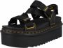 Dr. Martens Zwarte Leren Platte Sandalen met Klittenbandsluiting Black Dames - Thumbnail 5