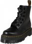 Dr. Martens Zwarte Leren Platformlaars met Decoratieve Stiksels Black Dames - Thumbnail 4