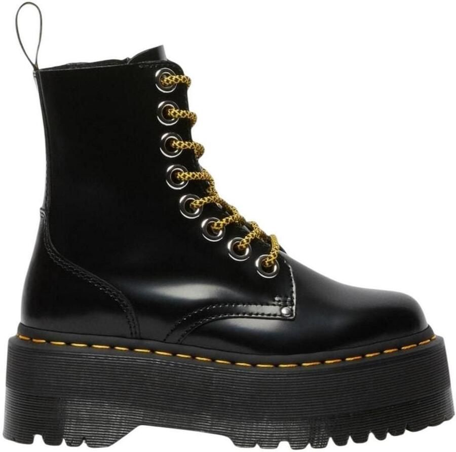 Dr. Martens Zwarte leren gevechtslaars met ritszak en 6 cm platform Black Dames - Foto 15