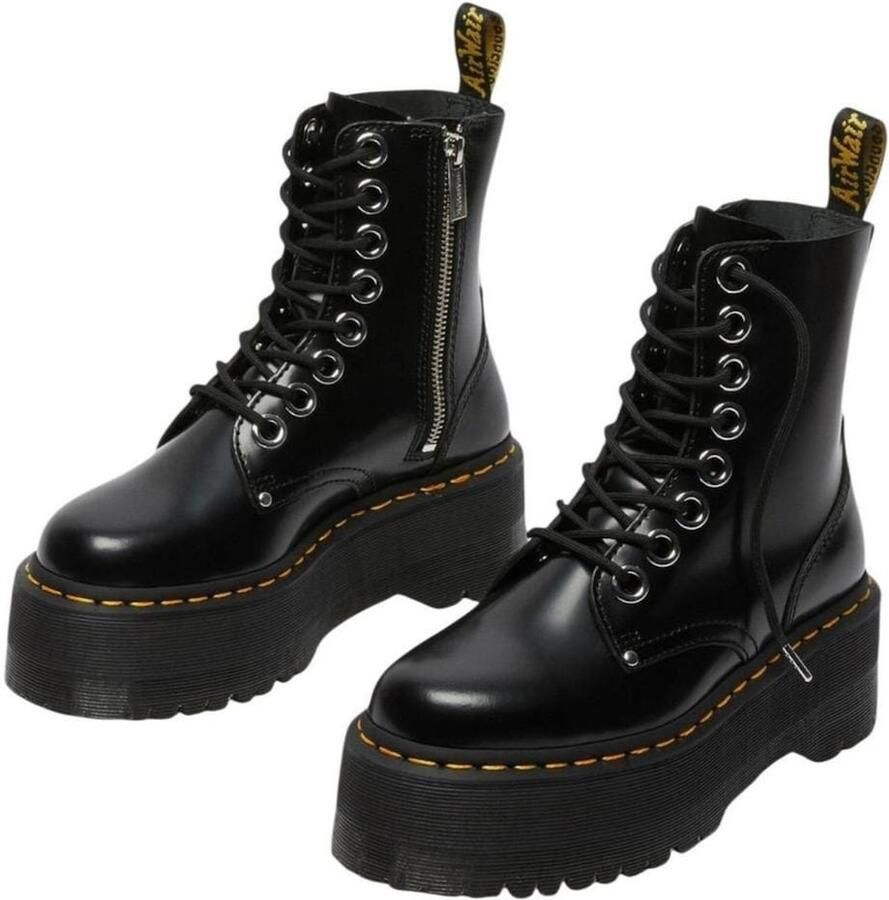Dr. Martens Zwarte leren gevechtslaars met ritszak en 6 cm platform Black Dames - Foto 2