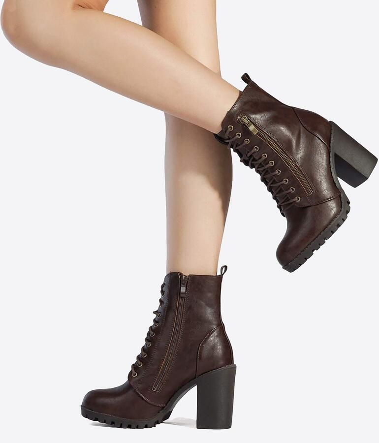 Dream Pairs Boots ' Damen Stiefel Stiefeletten' bruin - Foto 4