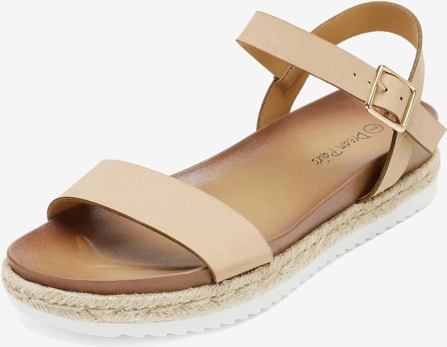 Dream Pairs Sandaal 'Damen-Espadrille-Sandalen mit Knöchelriemen und Plateauabsatz' nude
