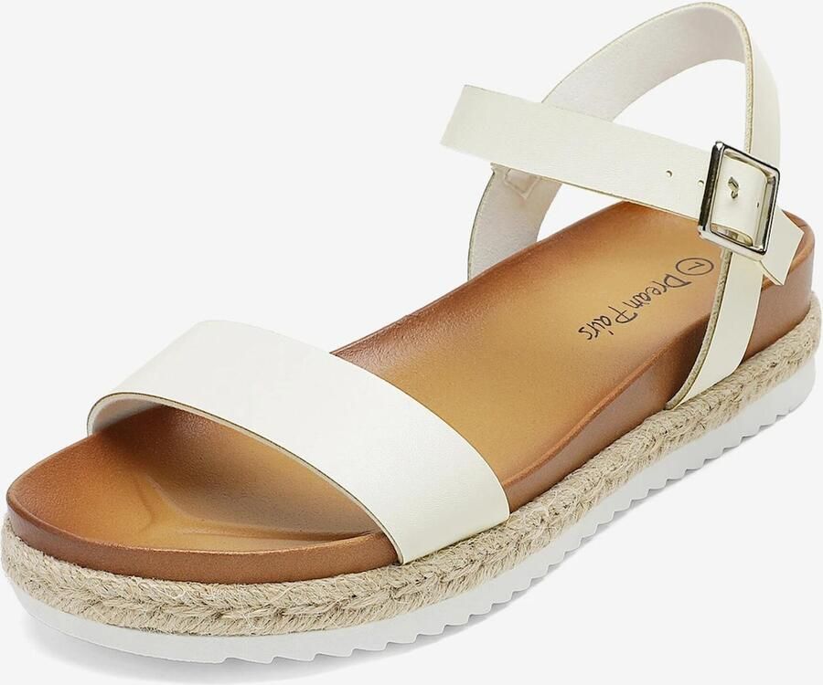 Dream Pairs Sandaal 'Damen-Espadrille-Sandalen mit Knöchelriemen und Plateauabsatz' wit