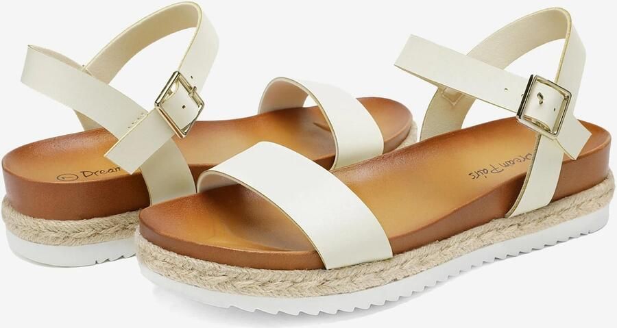 Dream Pairs Sandaal 'Damen-Espadrille-Sandalen mit Knöchelriemen und Plateauabsatz' wit - Foto 3