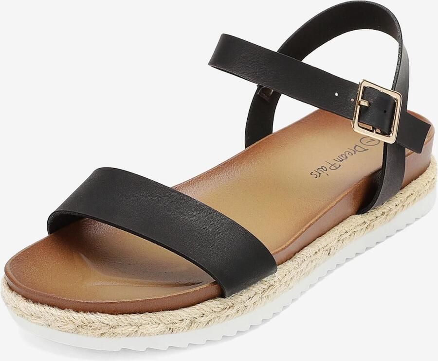 Dream Pairs Sandaal 'Damen-Espadrille-Sandalen mit Knöchelriemen und Plateauabsatz' zwart