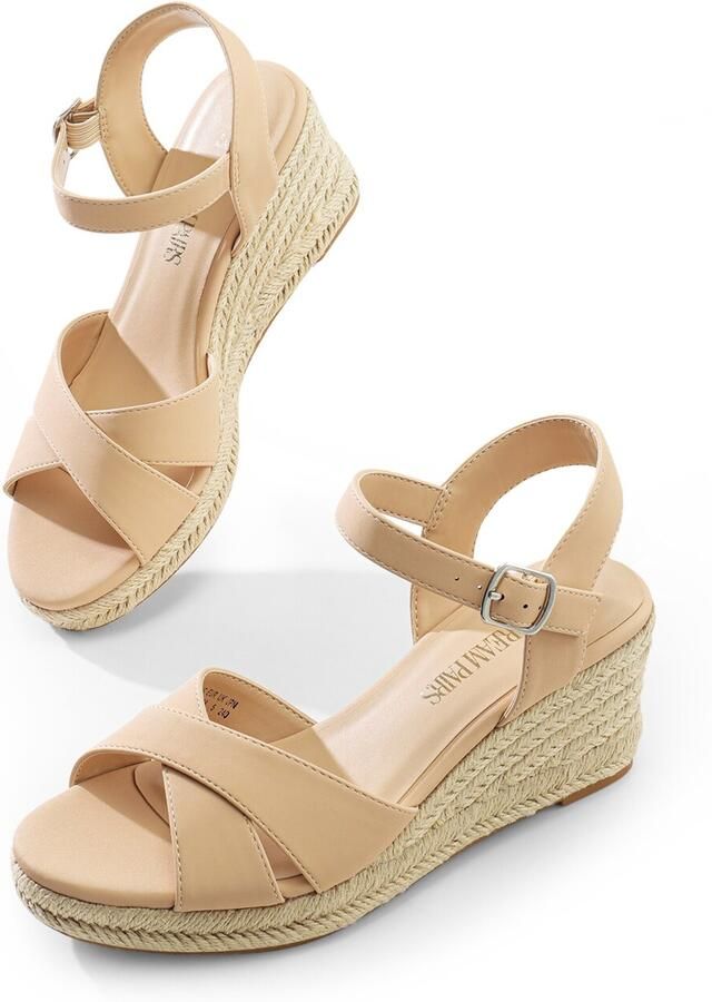 Dream Pairs Sandaal 'Elegante Espadrille-Keilsandalen' nude - Foto 3