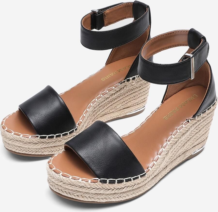 Dames Espadrille Sandalen met Plateau en Enkelband Zomer Stijl - Foto 2