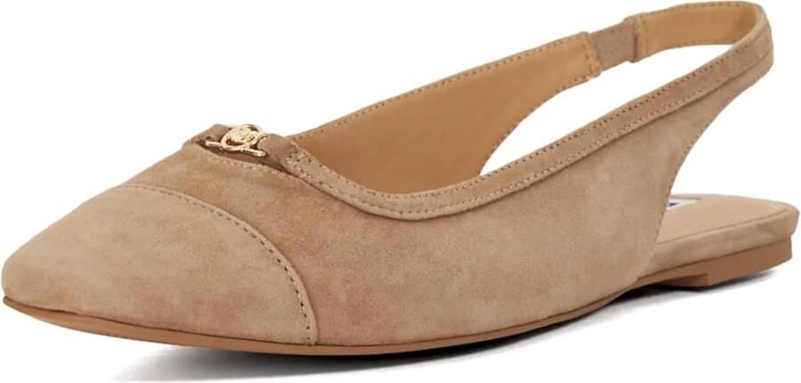 Dune LONDON Ballerina met riempjes karamel