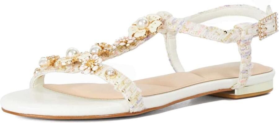 Dune LONDON Sandalen met riem 'Nature' goud wit gemêleerd