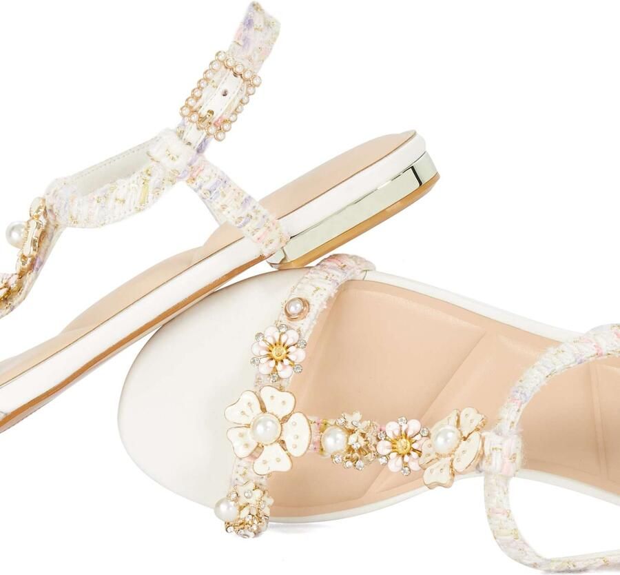 Dune LONDON Sandalen met riem 'Nature' goud wit gemêleerd - Foto 2