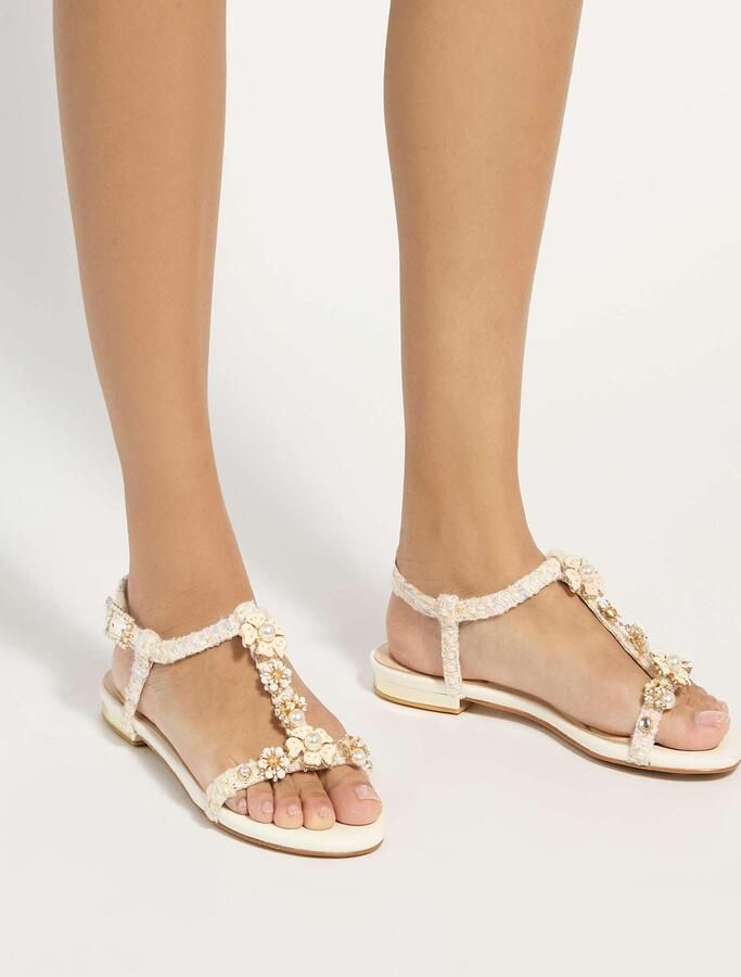 Dune LONDON Sandalen met riem 'Nature' goud wit gemêleerd - Foto 3