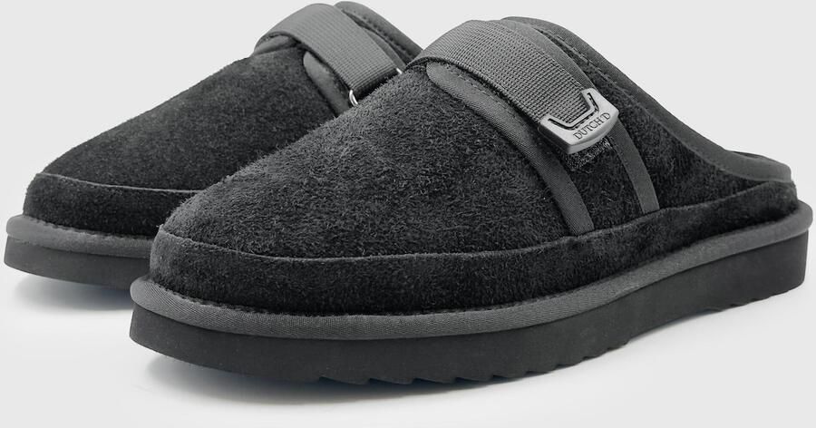 DUTCH'D Luxe pantoffel + Gratis sokken! + Gratis sokken! Sloffen Designer- Ease Mule Suede zwart Echt wol! Heerlijk warm - Foto 6