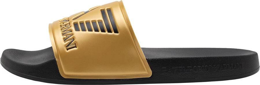 Ea7 Emporio Armani Teenslippers Visibility Logo Slides Shiny Gold Black - Foto 4