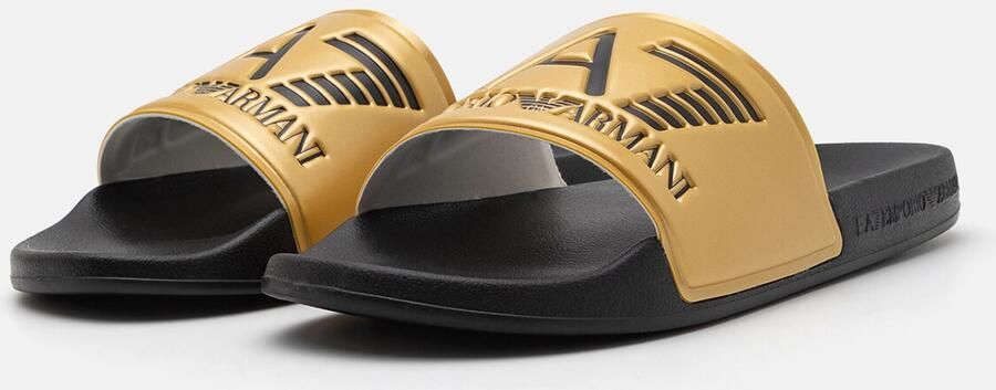 Ea7 Emporio Armani Teenslippers Visibility Logo Slides Shiny Gold Black - Foto 9